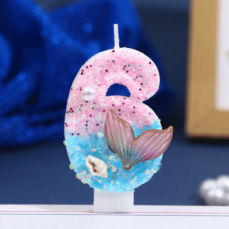 Bougie chiffre queue de sirène anniversaire (1)