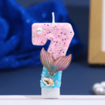 Bougie chiffre queue de sirène anniversaire (9)
