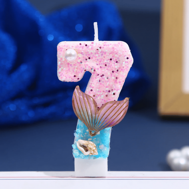 Bougie chiffre queue de sirène anniversaire (9)