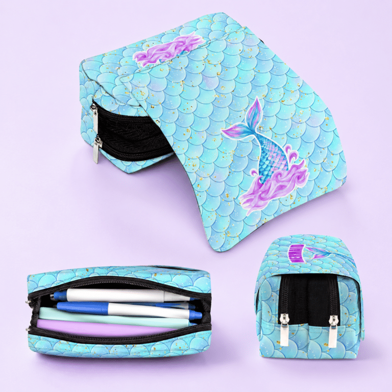 trousse scolaire sirène à double compartiment