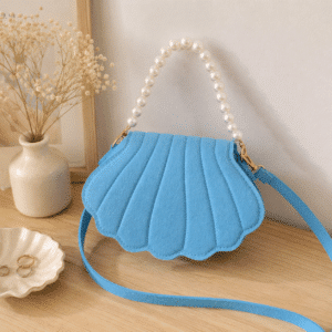 Sac à main coquillage bleu à perles