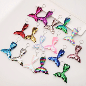 Porte-clés sirène à paillettes (lot de 16)