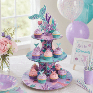 Présentoir à cupcakes anniversaire sirène