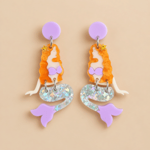 Boucles d'oreilles sirène en acrylique